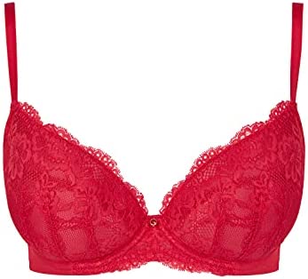Ann Summers Sexy Lace Planet Plunge Bra for Women with Underwire Padded  Cups and a Charm Detail - Push up Bra - Removable Pads - Everyday Bra - Red